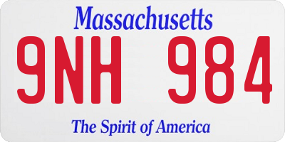 MA license plate 9NH984