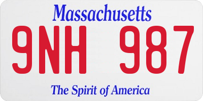 MA license plate 9NH987