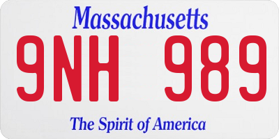 MA license plate 9NH989