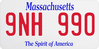 MA license plate 9NH990
