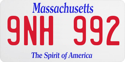 MA license plate 9NH992