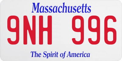 MA license plate 9NH996