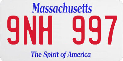 MA license plate 9NH997
