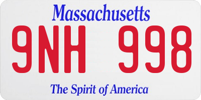 MA license plate 9NH998
