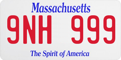 MA license plate 9NH999