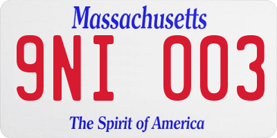 MA license plate 9NI003