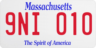 MA license plate 9NI010