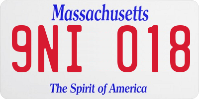 MA license plate 9NI018