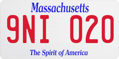 MA license plate 9NI020