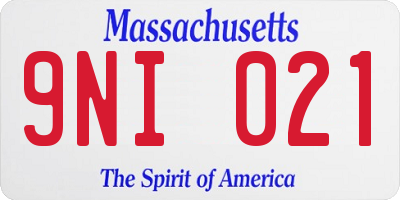 MA license plate 9NI021