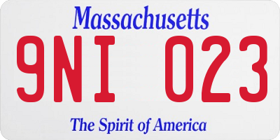 MA license plate 9NI023