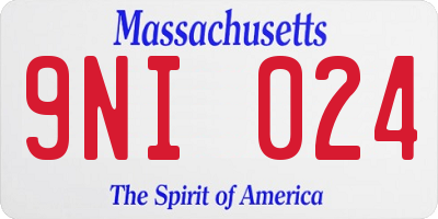 MA license plate 9NI024