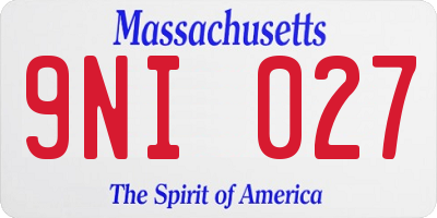 MA license plate 9NI027