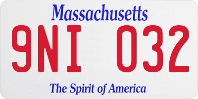 MA license plate 9NI032