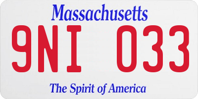 MA license plate 9NI033