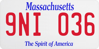 MA license plate 9NI036