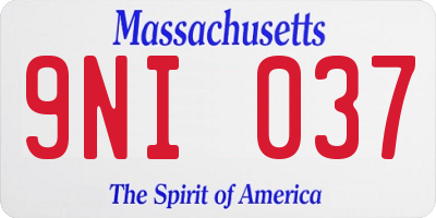 MA license plate 9NI037