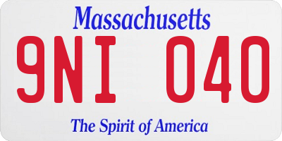 MA license plate 9NI040