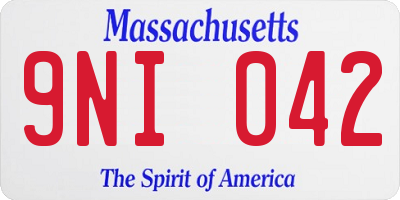 MA license plate 9NI042