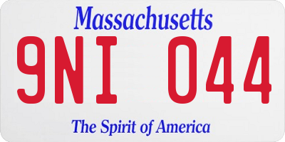 MA license plate 9NI044
