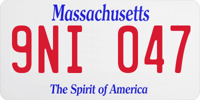 MA license plate 9NI047