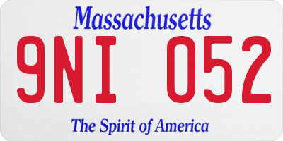 MA license plate 9NI052