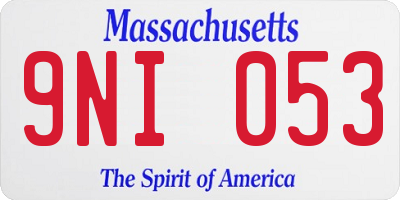 MA license plate 9NI053