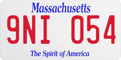 MA license plate 9NI054
