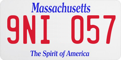 MA license plate 9NI057