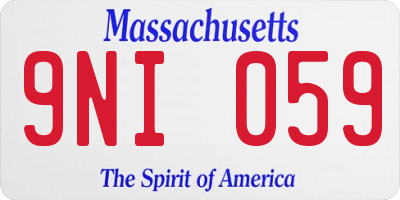 MA license plate 9NI059