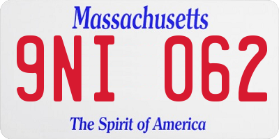 MA license plate 9NI062
