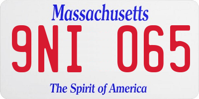 MA license plate 9NI065