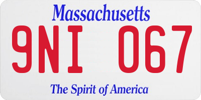 MA license plate 9NI067