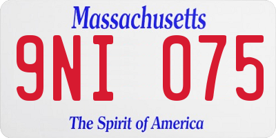 MA license plate 9NI075