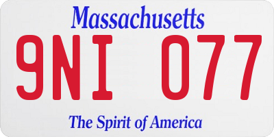 MA license plate 9NI077