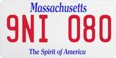 MA license plate 9NI080