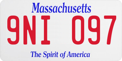 MA license plate 9NI097