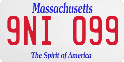 MA license plate 9NI099
