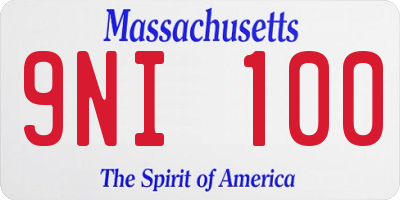 MA license plate 9NI100