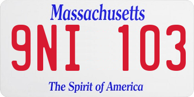 MA license plate 9NI103