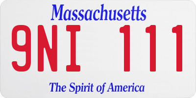 MA license plate 9NI111