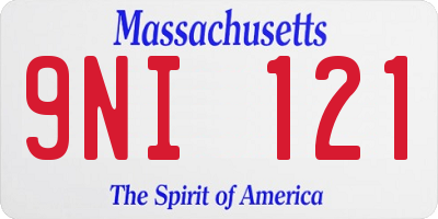 MA license plate 9NI121
