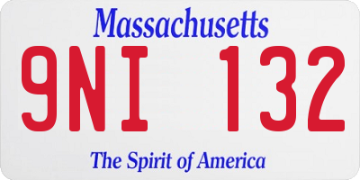 MA license plate 9NI132