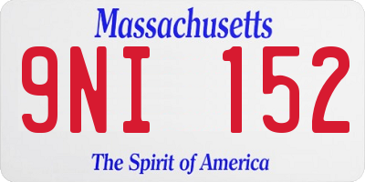 MA license plate 9NI152