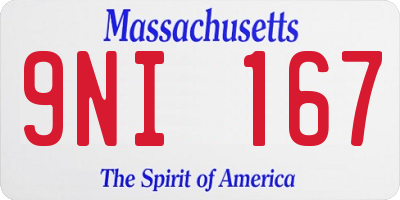 MA license plate 9NI167