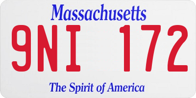 MA license plate 9NI172