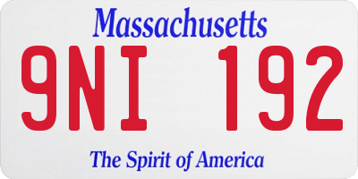 MA license plate 9NI192