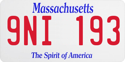 MA license plate 9NI193