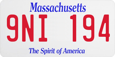 MA license plate 9NI194