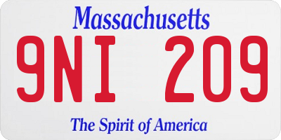 MA license plate 9NI209
